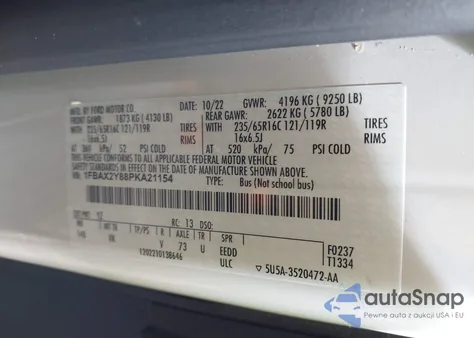 2023 Ford Transit-350 Passenger Van Xl from USA, damaged, VIN 1FBAX2Y88PKA21154